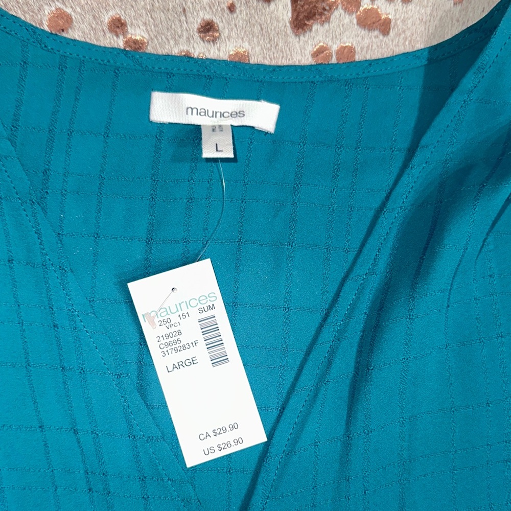 Nwt Maurices Teal Sleeveless Blouse - Picture 5 of 6